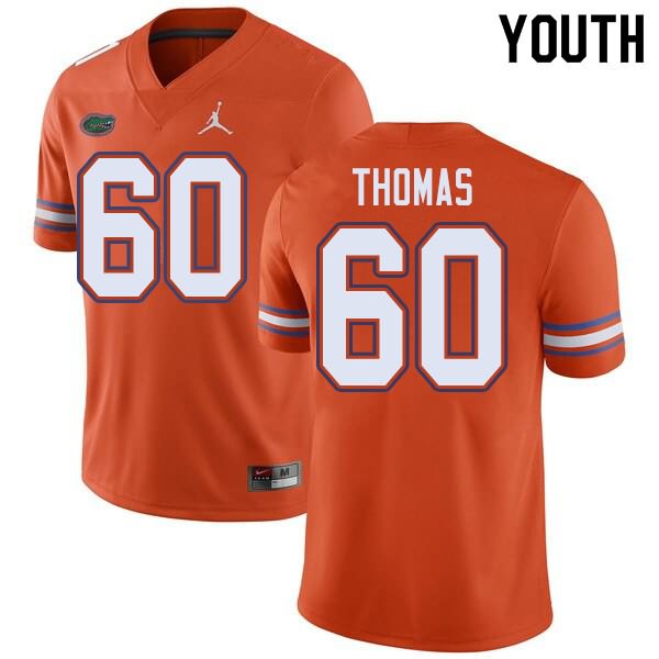 Youth NCAA Florida Gators Da'Quan Thomas #60 Stitched Authentic Jordan Brand Orange College Football Jersey YKV8865DB